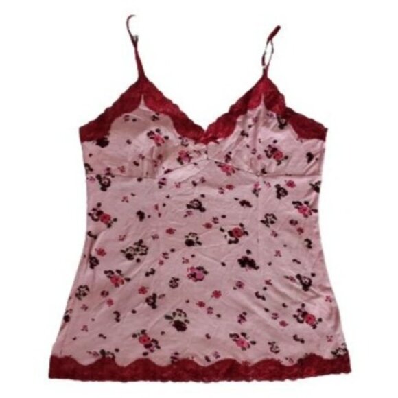Banana Republic Women's Pink Floral Lace Trim Camisole Tank Top Size Medium NWT - Picture 2 of 12